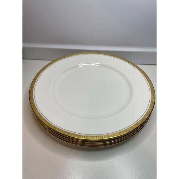 set of 4 Aynsley Elizabeth, Gold Laurel, Smooth: Dinner Plate (s), 10 1/2" - Picture 1 of 11